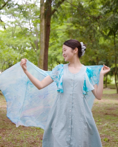 Instagram  手作り服「青い世界」 nuages bleu