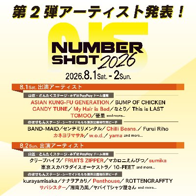 8月1日(土)「NUMBER SHOT2026」